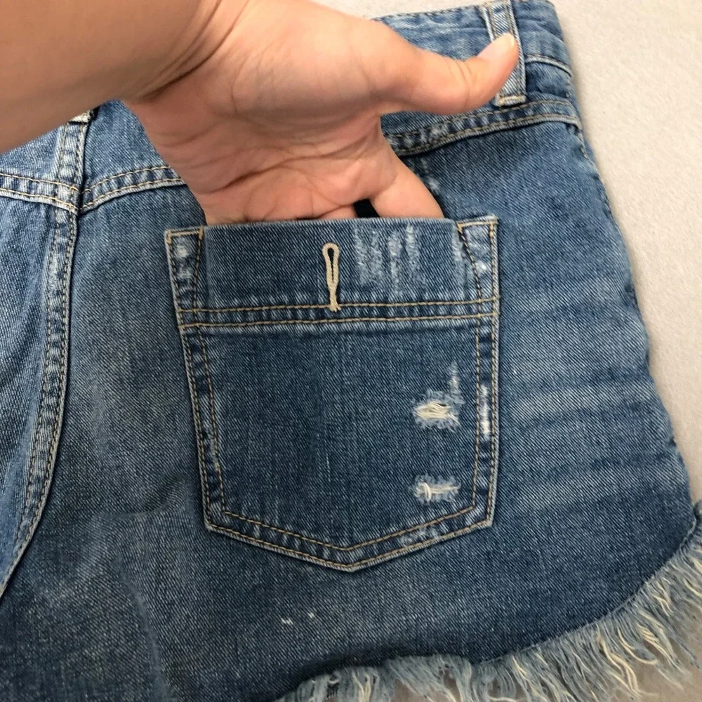 Free People Cut Off Shorts Womens 29 8 Blue Denim Distressed Festival‎ Beach